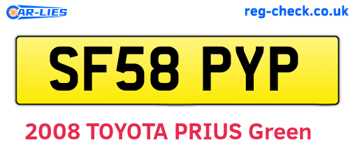SF58PYP are the vehicle registration plates.