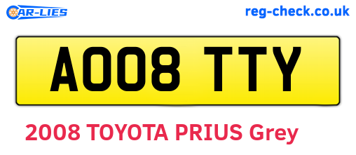 AO08TTY are the vehicle registration plates.