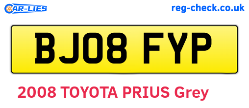 BJ08FYP are the vehicle registration plates.
