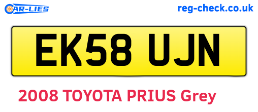 EK58UJN are the vehicle registration plates.