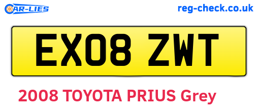 EX08ZWT are the vehicle registration plates.