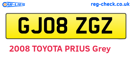 GJ08ZGZ are the vehicle registration plates.