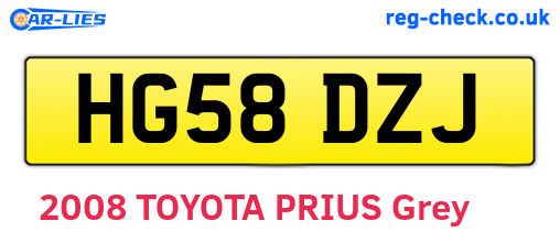 HG58DZJ are the vehicle registration plates.