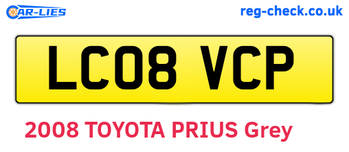 LC08VCP are the vehicle registration plates.