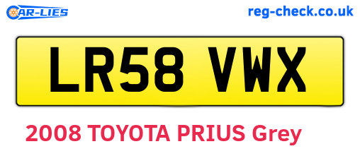 LR58VWX are the vehicle registration plates.