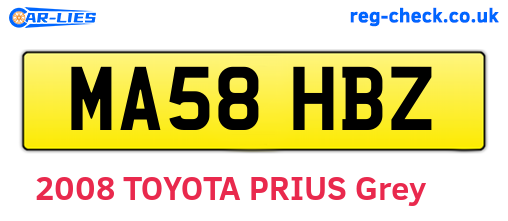 MA58HBZ are the vehicle registration plates.