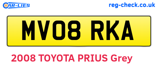 MV08RKA are the vehicle registration plates.