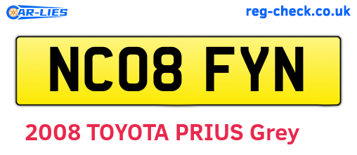 NC08FYN are the vehicle registration plates.