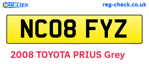 NC08FYZ are the vehicle registration plates.