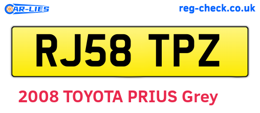 RJ58TPZ are the vehicle registration plates.