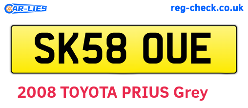 SK58OUE are the vehicle registration plates.
