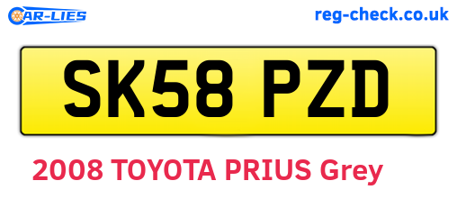 SK58PZD are the vehicle registration plates.