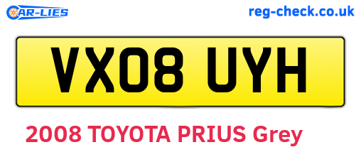 VX08UYH are the vehicle registration plates.