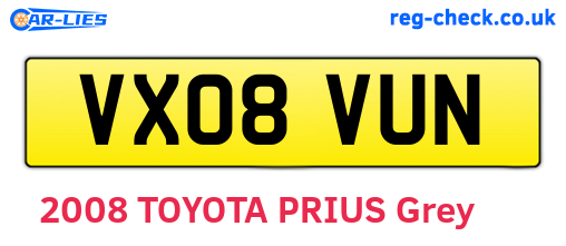 VX08VUN are the vehicle registration plates.