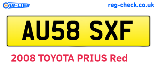 AU58SXF are the vehicle registration plates.