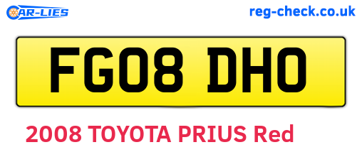 FG08DHO are the vehicle registration plates.