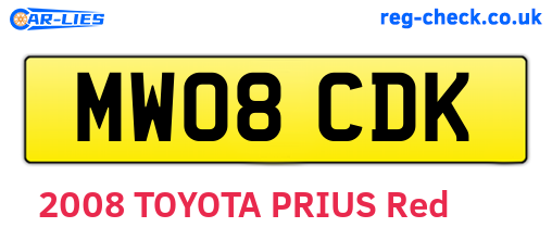MW08CDK are the vehicle registration plates.