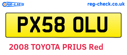 PX58OLU are the vehicle registration plates.