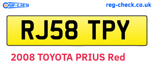 RJ58TPY are the vehicle registration plates.