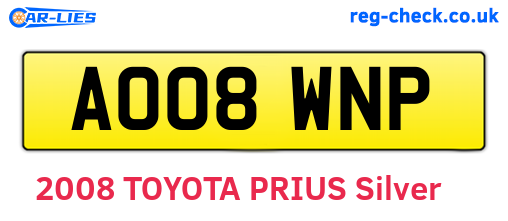 AO08WNP are the vehicle registration plates.