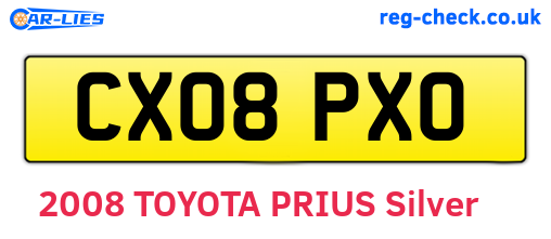 CX08PXO are the vehicle registration plates.