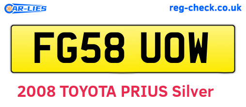 FG58UOW are the vehicle registration plates.