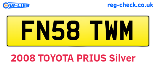 FN58TWM are the vehicle registration plates.