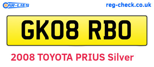 GK08RBO are the vehicle registration plates.