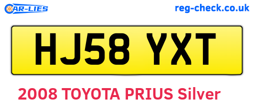 HJ58YXT are the vehicle registration plates.