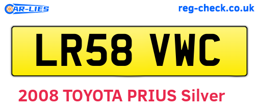LR58VWC are the vehicle registration plates.