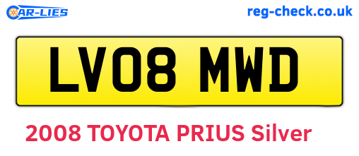 LV08MWD are the vehicle registration plates.