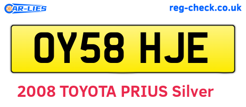 OY58HJE are the vehicle registration plates.