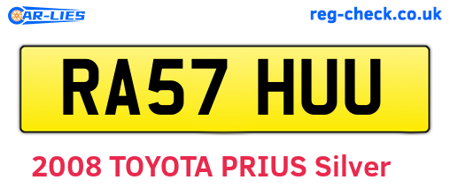 RA57HUU are the vehicle registration plates.
