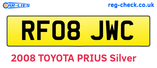 RF08JWC are the vehicle registration plates.