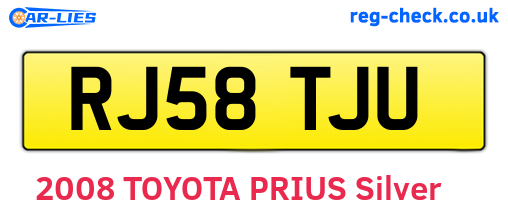 RJ58TJU are the vehicle registration plates.