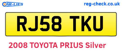 RJ58TKU are the vehicle registration plates.