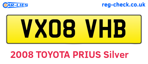 VX08VHB are the vehicle registration plates.