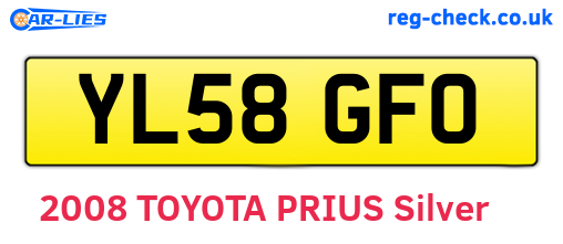 YL58GFO are the vehicle registration plates.