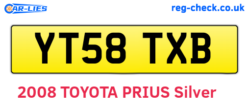 YT58TXB are the vehicle registration plates.