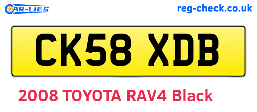 CK58XDB are the vehicle registration plates.