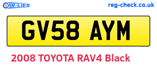 GV58AYM are the vehicle registration plates.
