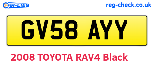 GV58AYY are the vehicle registration plates.