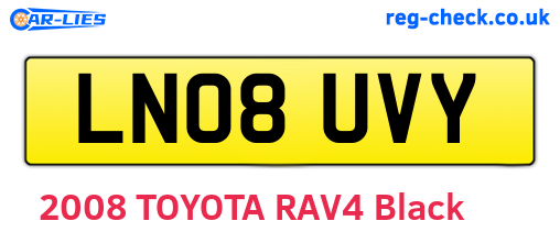 LN08UVY are the vehicle registration plates.