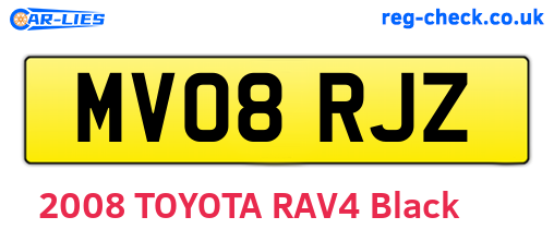 MV08RJZ are the vehicle registration plates.