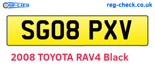 SG08PXV are the vehicle registration plates.