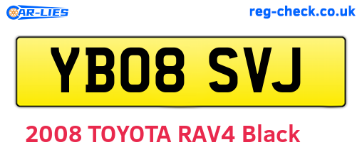 YB08SVJ are the vehicle registration plates.