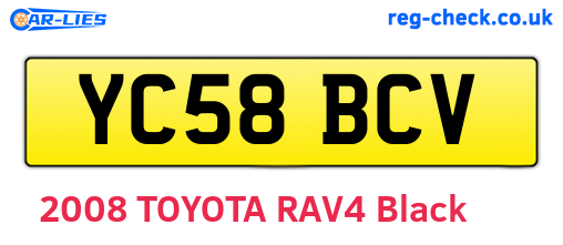 YC58BCV are the vehicle registration plates.