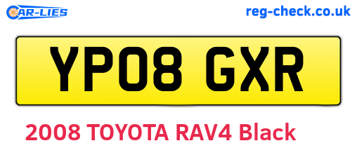 YP08GXR are the vehicle registration plates.