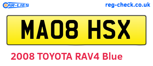 MA08HSX are the vehicle registration plates.