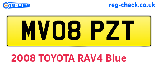 MV08PZT are the vehicle registration plates.